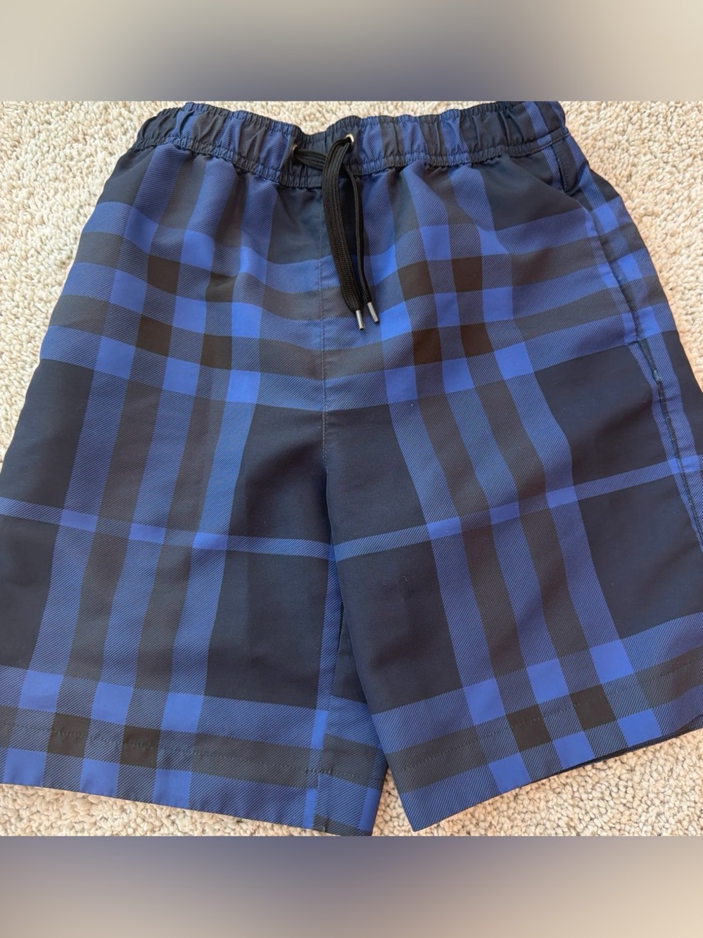Burberry Black and Blue Plaid Athletic Shorts
